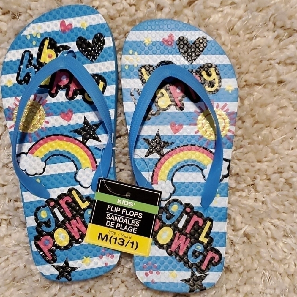 Girl power girls flip flops. Size 13/1